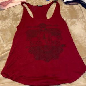 Dark Red “Good Vibes” Tank Top
